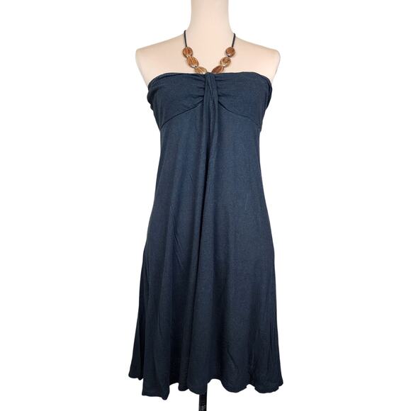 Mini Black Beaded Halter Dress - Picture 1 of 3